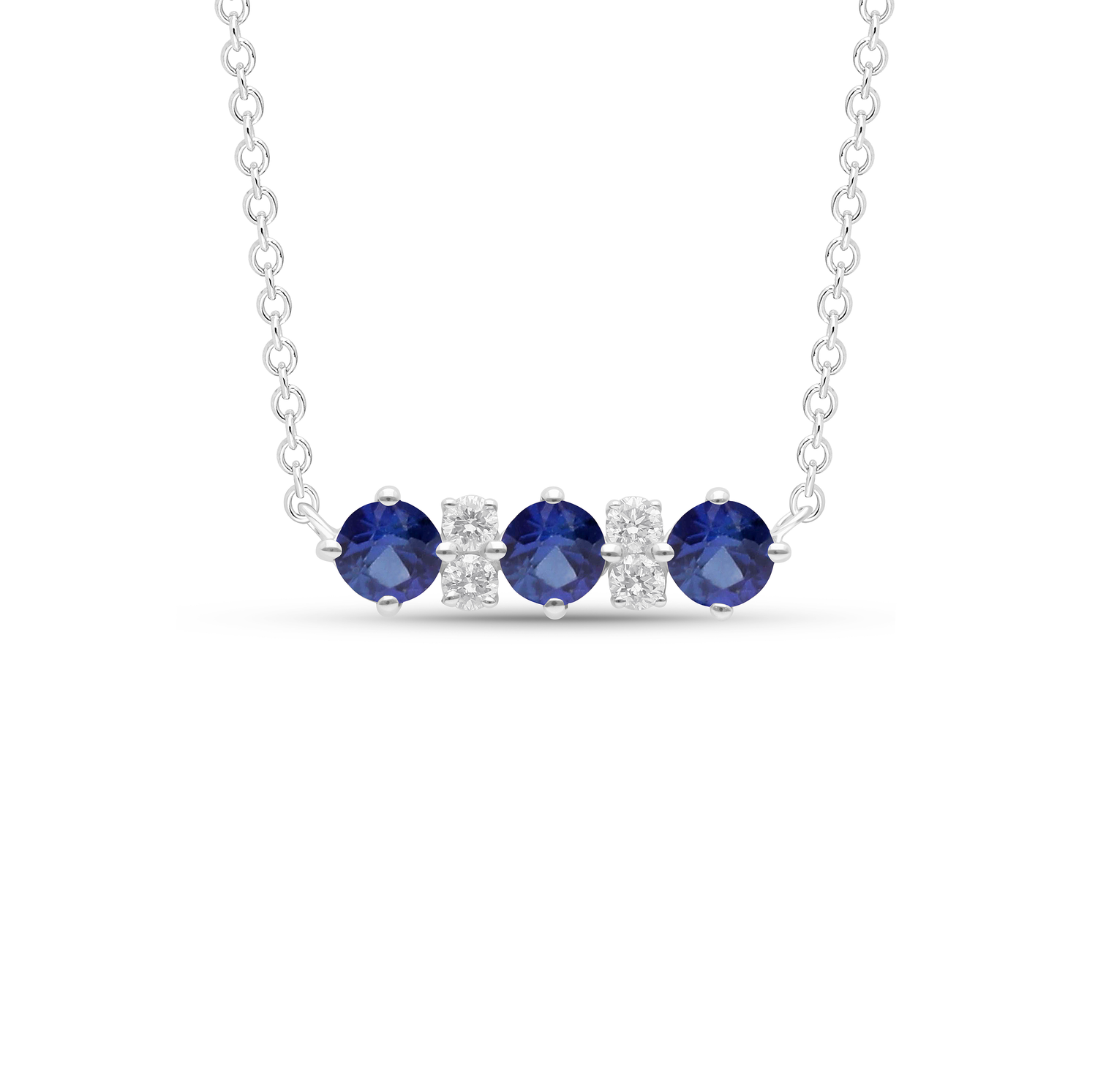 Sabel Collection Alternating Blue Sapphire and Diamond Bar Necklace